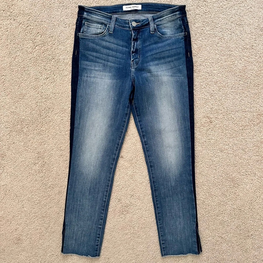 Flying Monkey Womens Jeans‎ Ankle Raw Hem Skinny Stretch Size 29 Dark Side Seam